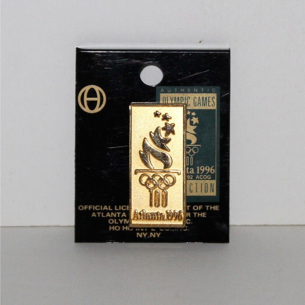 Vintage Pin Atlanta Olympics 1996 gold color logo unused 100 torch sports